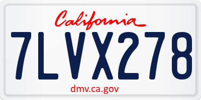 CA license plate 7LVX278