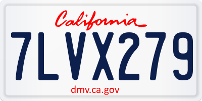 CA license plate 7LVX279