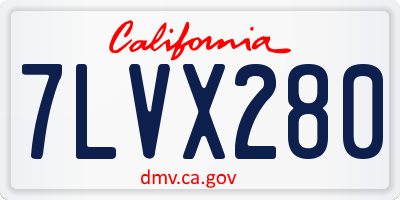 CA license plate 7LVX280