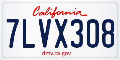 CA license plate 7LVX308