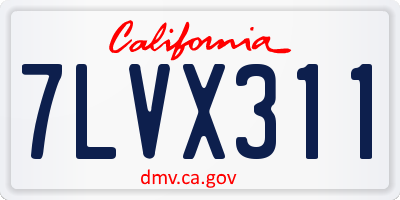 CA license plate 7LVX311