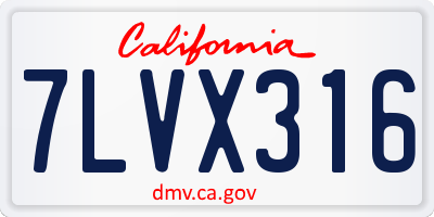 CA license plate 7LVX316