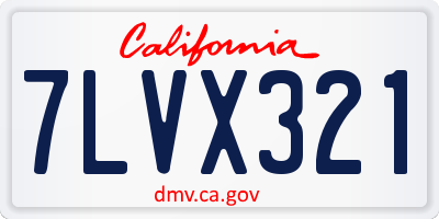 CA license plate 7LVX321