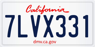 CA license plate 7LVX331