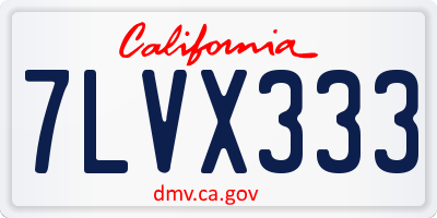 CA license plate 7LVX333