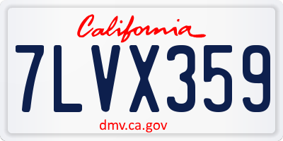 CA license plate 7LVX359