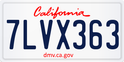 CA license plate 7LVX363