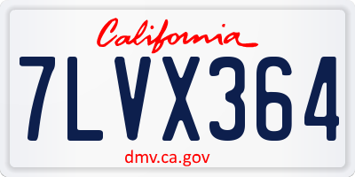 CA license plate 7LVX364