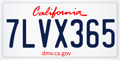 CA license plate 7LVX365