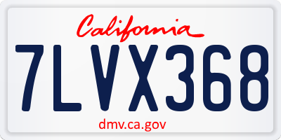 CA license plate 7LVX368