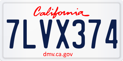CA license plate 7LVX374