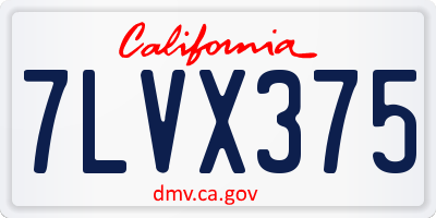 CA license plate 7LVX375