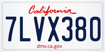 CA license plate 7LVX380