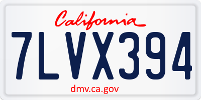 CA license plate 7LVX394
