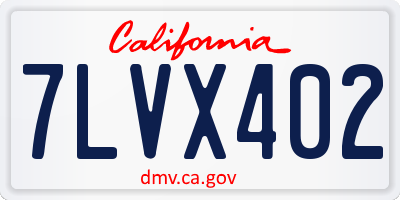CA license plate 7LVX402