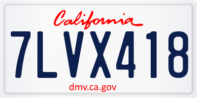 CA license plate 7LVX418