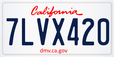CA license plate 7LVX420