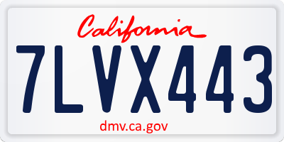 CA license plate 7LVX443
