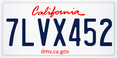 CA license plate 7LVX452