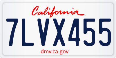 CA license plate 7LVX455