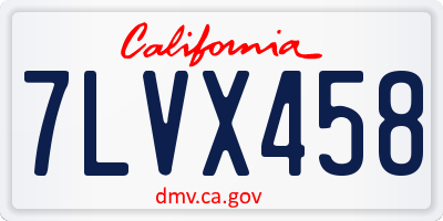 CA license plate 7LVX458