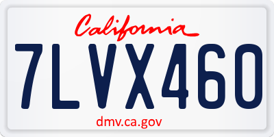 CA license plate 7LVX460