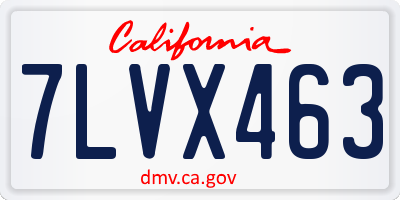 CA license plate 7LVX463