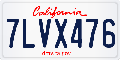 CA license plate 7LVX476