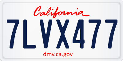 CA license plate 7LVX477