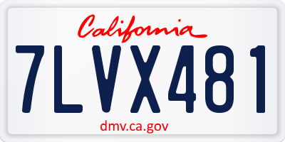 CA license plate 7LVX481