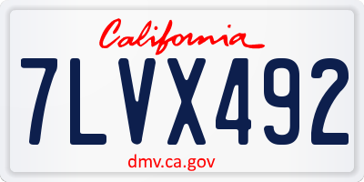 CA license plate 7LVX492