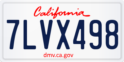CA license plate 7LVX498
