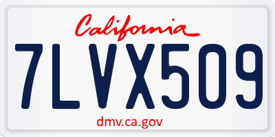 CA license plate 7LVX509