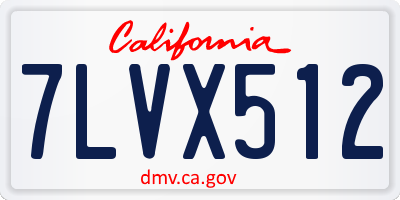 CA license plate 7LVX512
