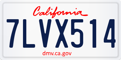 CA license plate 7LVX514