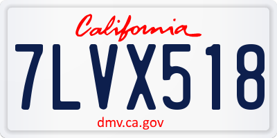 CA license plate 7LVX518