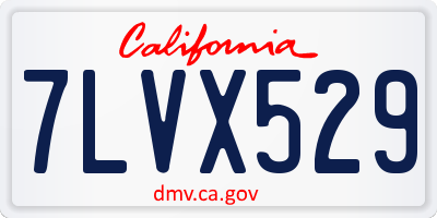 CA license plate 7LVX529