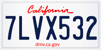 CA license plate 7LVX532