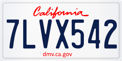 CA license plate 7LVX542