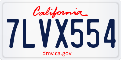 CA license plate 7LVX554