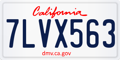 CA license plate 7LVX563