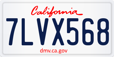 CA license plate 7LVX568