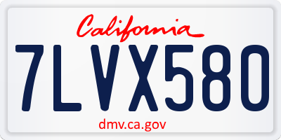 CA license plate 7LVX580