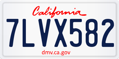 CA license plate 7LVX582