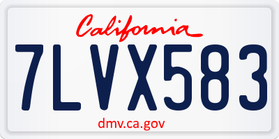 CA license plate 7LVX583