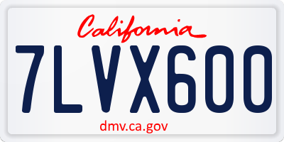 CA license plate 7LVX600