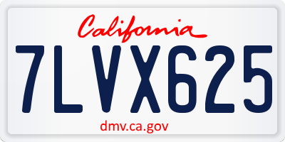 CA license plate 7LVX625