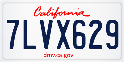 CA license plate 7LVX629