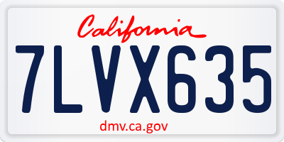 CA license plate 7LVX635