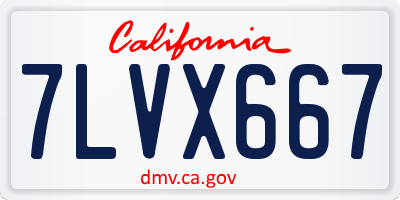 CA license plate 7LVX667